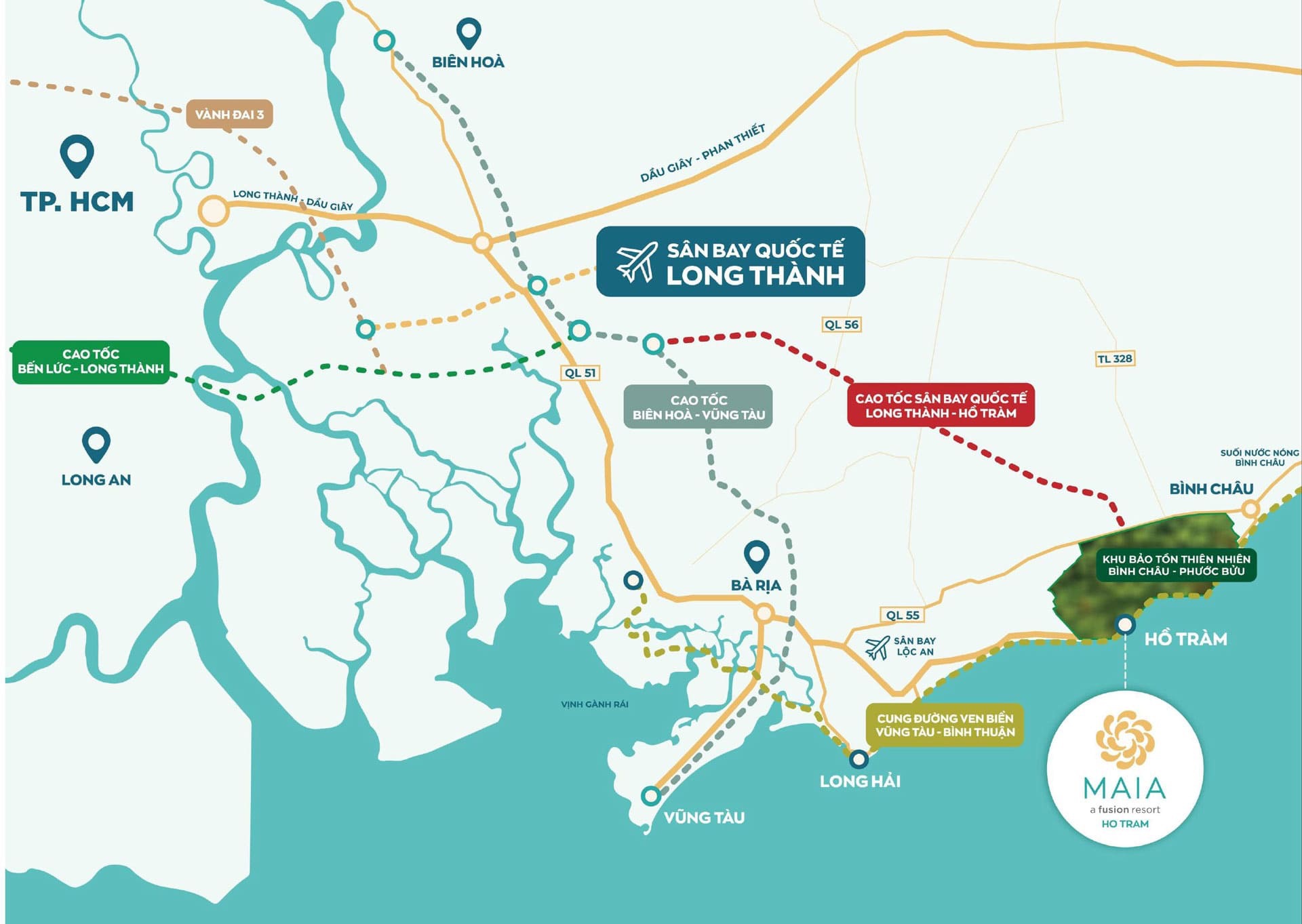 vị trí maia resort hồ tràm